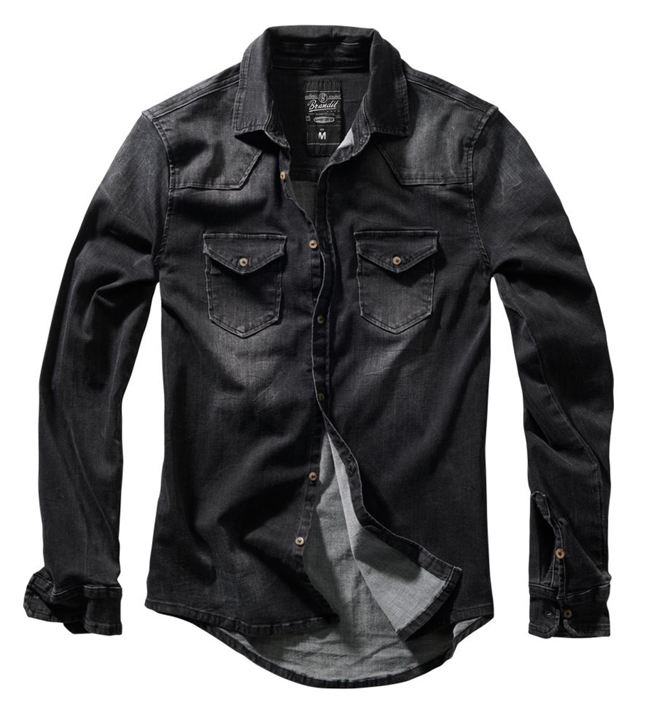 Brandit Hemd Riley Denimshirt in Schwarz - Herren / Unisex