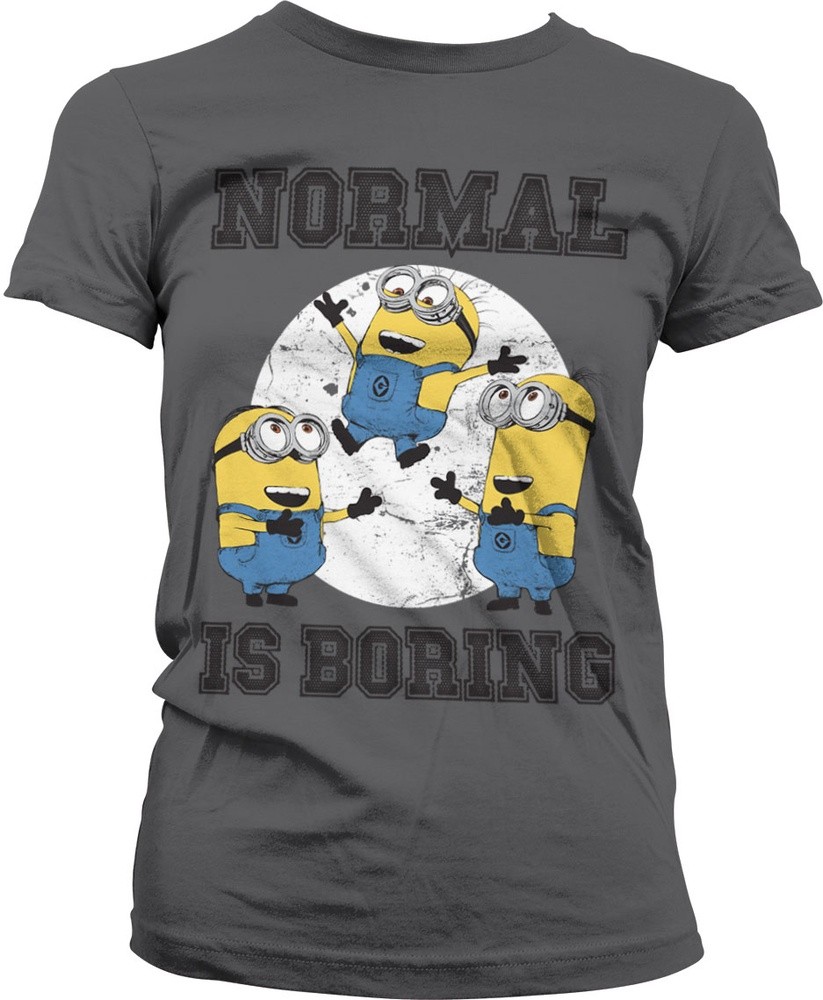 Minions Normal Life Is Boring Girly Tee Damen T-Shirt Dark-Grau - Damen