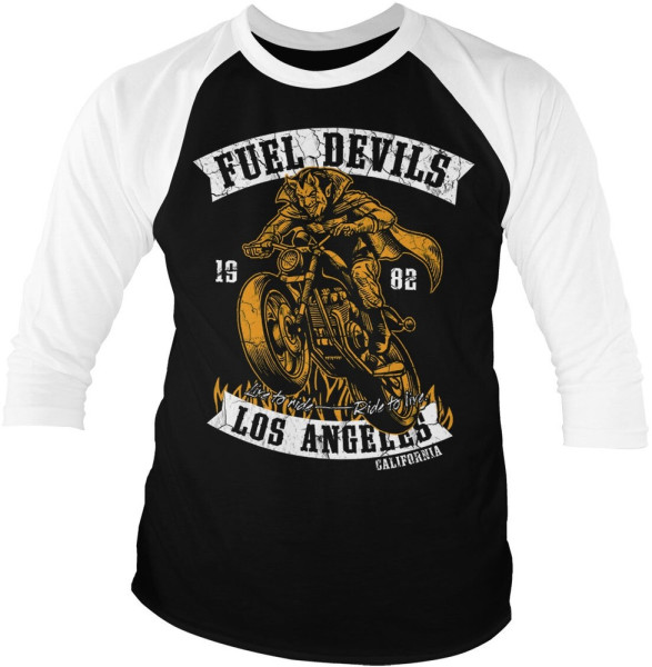 Fuel Devils Rider Baseball 3/4 Sleeve Tee Longsleeve White-Black