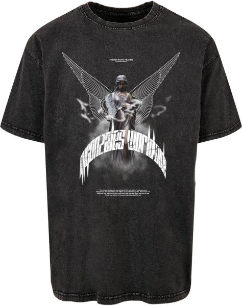 MJ Gonzales T-Shirt Higher Than Heaven V.1 Acid Washed Heavy Oversize Tee Black