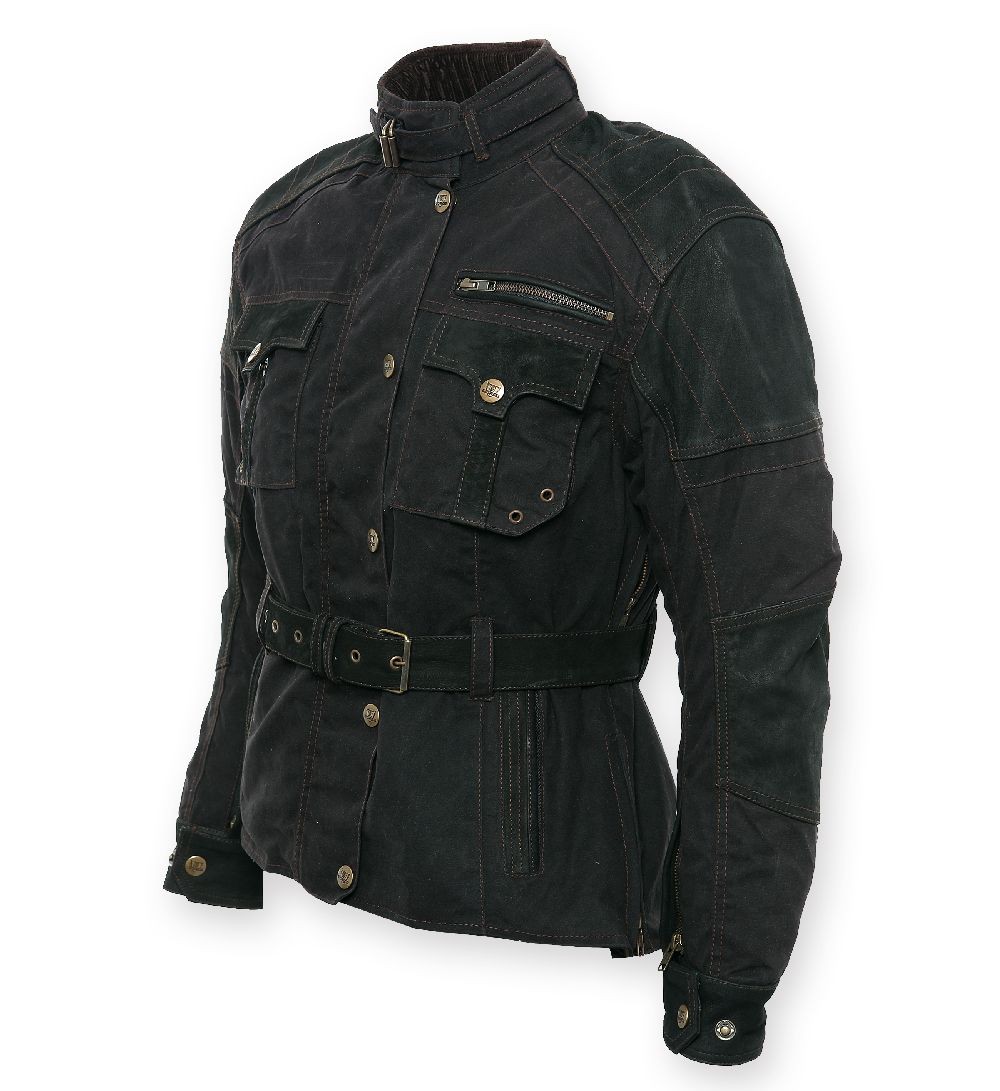 Bores Damen Motorrad Wachsjacke Monika Schwarz - Damen