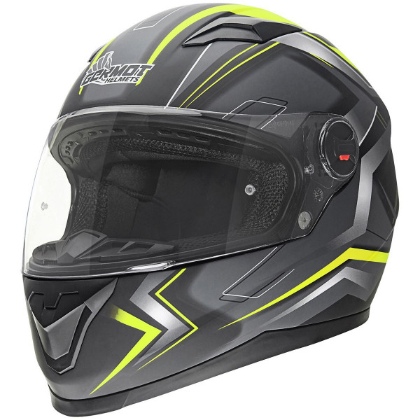 Germot Motorrad Helm GM 320 Integralhelm matt Black/Yellow