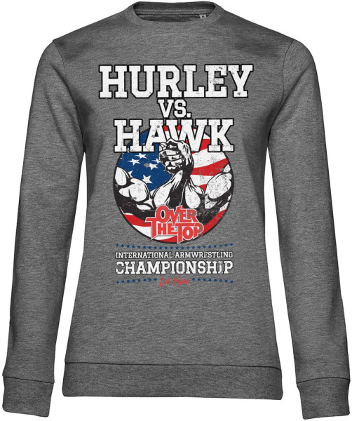 Over The Top Hurley Vs. Hawk Girly Sweatshirt Damen Medium-Heather-Grey