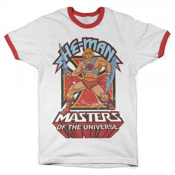 Masters Of The Universe He-Man Baseball Ringer Tee T-Shirt White-Red