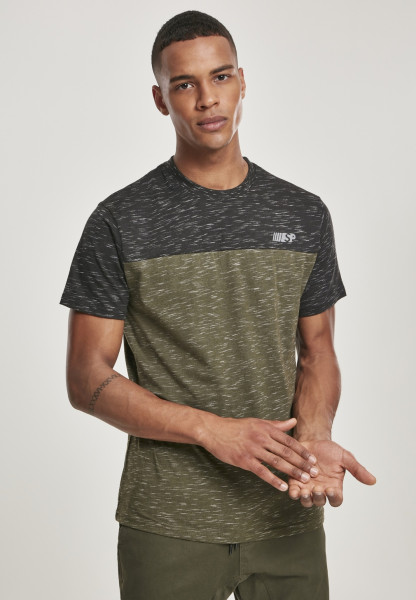 Southpole T-Shirt Color Block Tech Tee Marled Olive