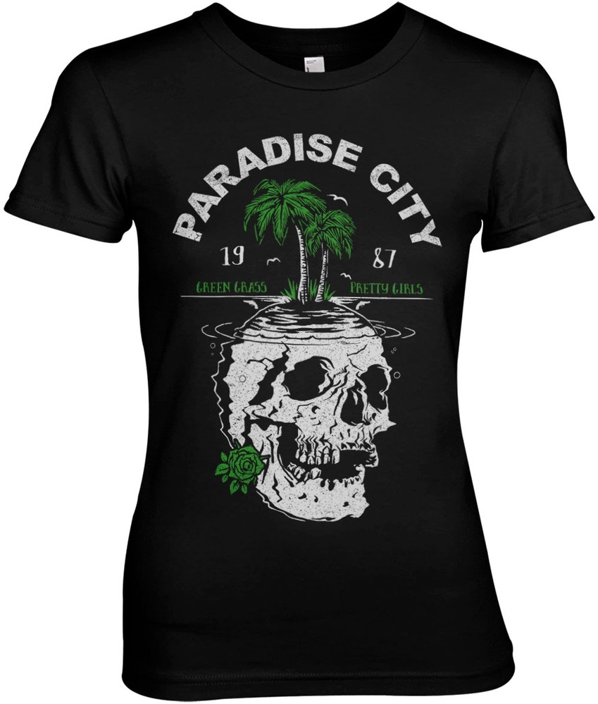 Guns & Roses Paradise City Girly Tee Damen T-Shirt Schwarz - Damen