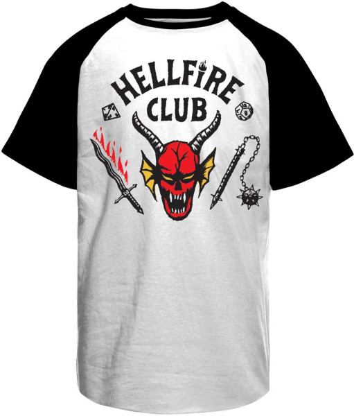 Stranger Things Hellfire Club Baseball T-Shirt White-Black