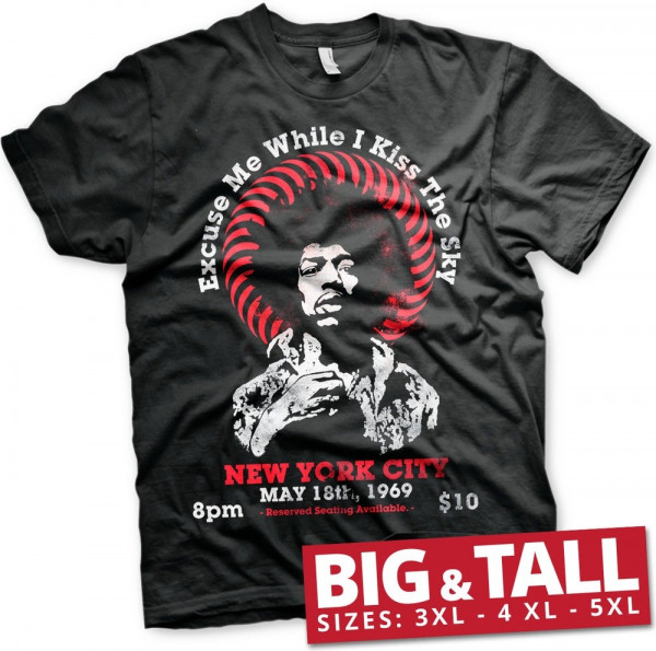 Jimi Hendrix Live In New York Big & Tall T-Shirt Black