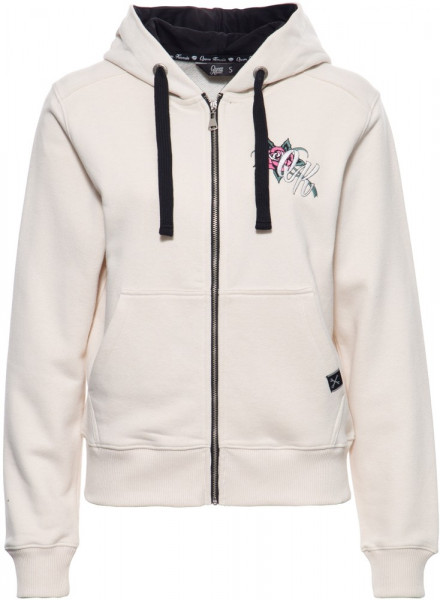 Queen Kerosin Sweatjacke mit süßer Stickerei im Rücken und auf der Brust QK5206161322 Beige