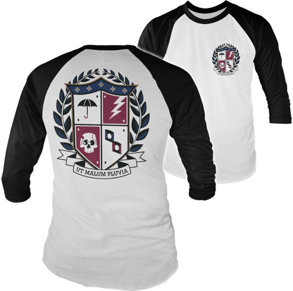 Umbrella Academy Ut Malum Pluva Shield Baseball Long Sleeve Tee Longsleeve White-Black