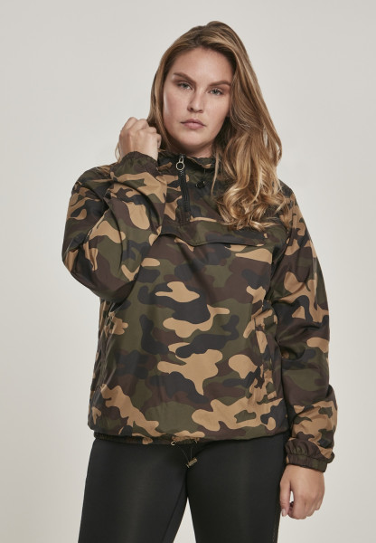 Urban Classics Women Jacket Ladies Camo Pull Over Jacket Wood Camouflage