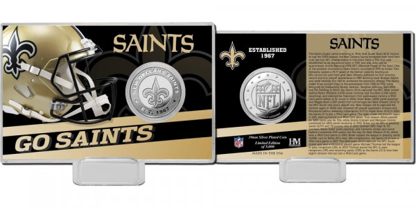 New Orleans Saints Team History Silver Coin Card American Football NFL Silber