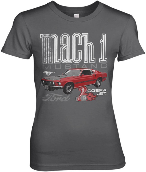 Ford Mach-1 Mustang Girly Tee Damen T-Shirt Dark-Grey