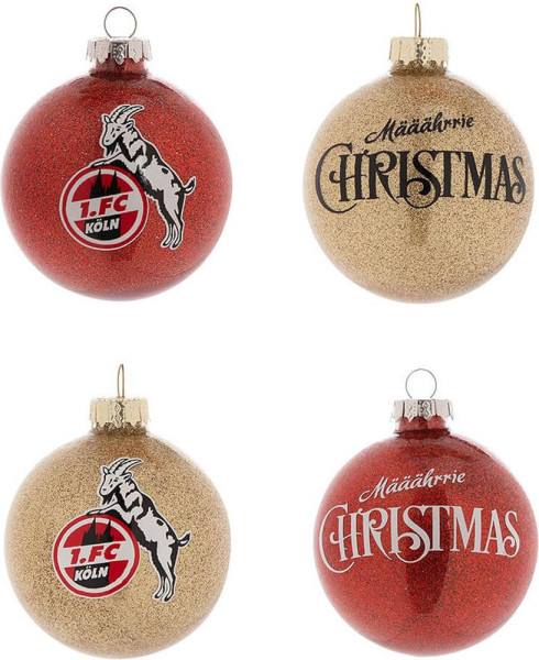 1. FC Köln Weihnachtskugeln (4er Set) Fußball Gold/Rot