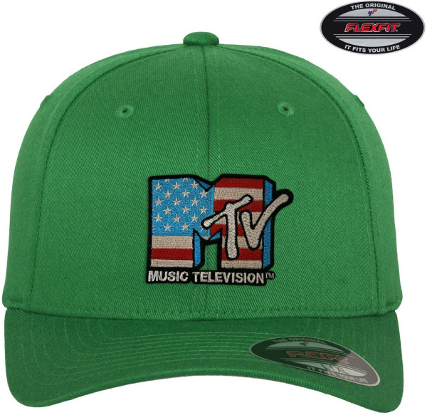 MTV American Flag Flexfit Cap Green