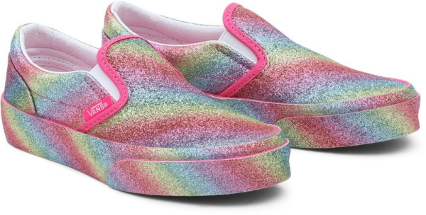 Vans Youth Unisex Kids Lifestyle Classic FTW Sneaker Uy Classic Slip-On Glitter Rainglow Rainbow