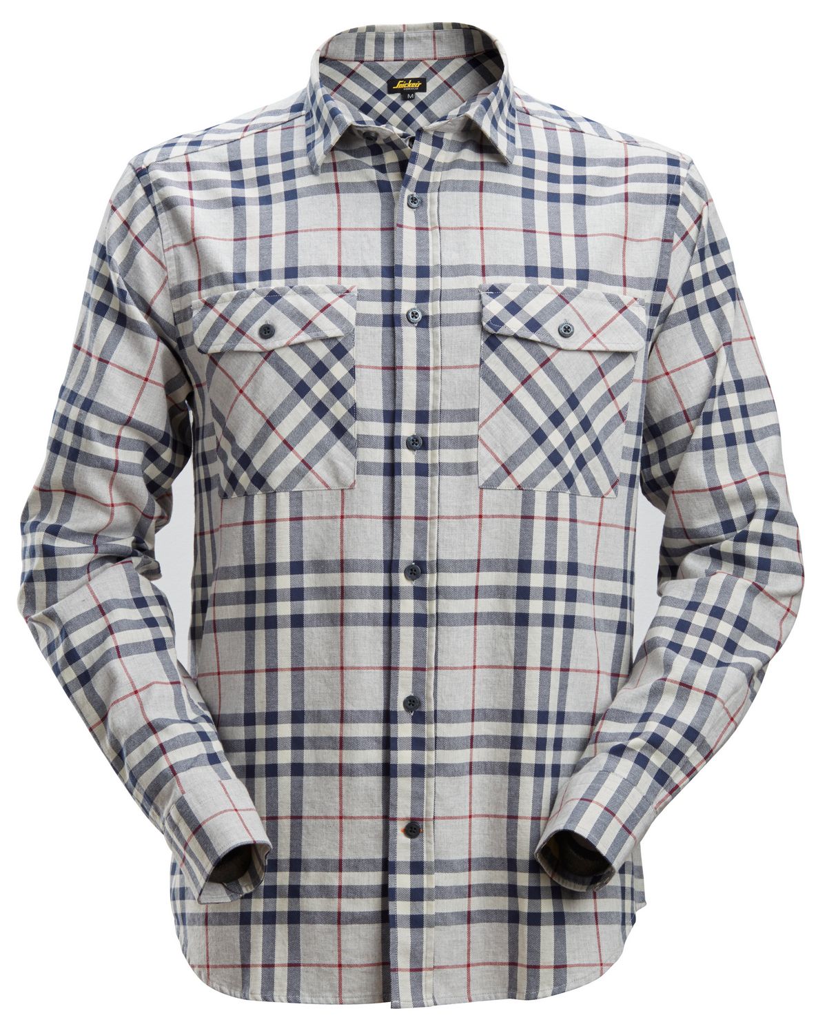 Snickers AllroundWork leichtes Baumwoll-Flanellhemd Aschgrau-Chili - Herren / Unisex