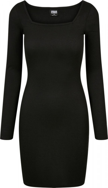 Urban Classics Damen Ladies Rib Squared Neckline Dress Black