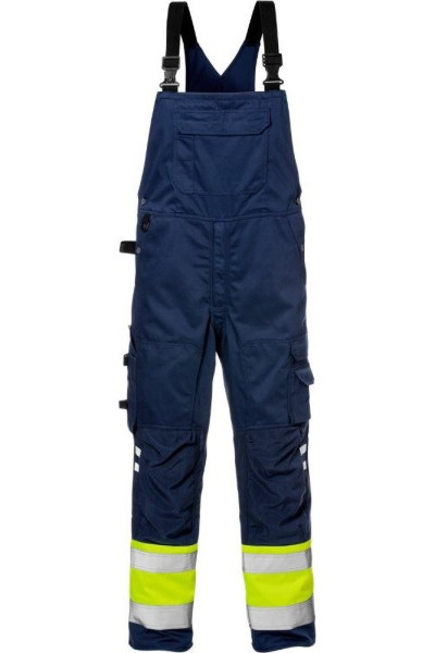 Fristads High Vis Latzhose Kl. 1 1025 PLU Warnschutz-Gelb/Marine