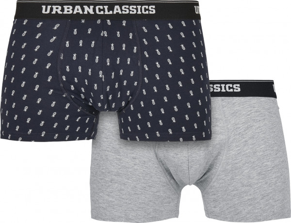 Urban Classics Unterhose Men Boxer Shorts Double Pack Small Pineapple Aop+Grey