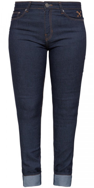 Queen Kerosin Damen Slim Fit Jeans im 5-Pocket-Design mit bestickten Gesäßtaschen QK4201010000 Dunkelblau