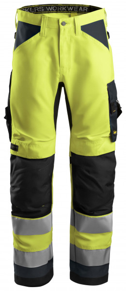 Snickers AllroundWork Hi-Vis Arbeitshose, Kl. 2, EN 14404, 20471 HV-Gelb-Stahlgrau