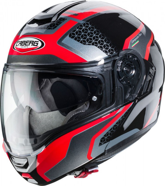 Caberg Motorrad Klapphelm Levo Sonar Schwarz/Rot/Anthrazit