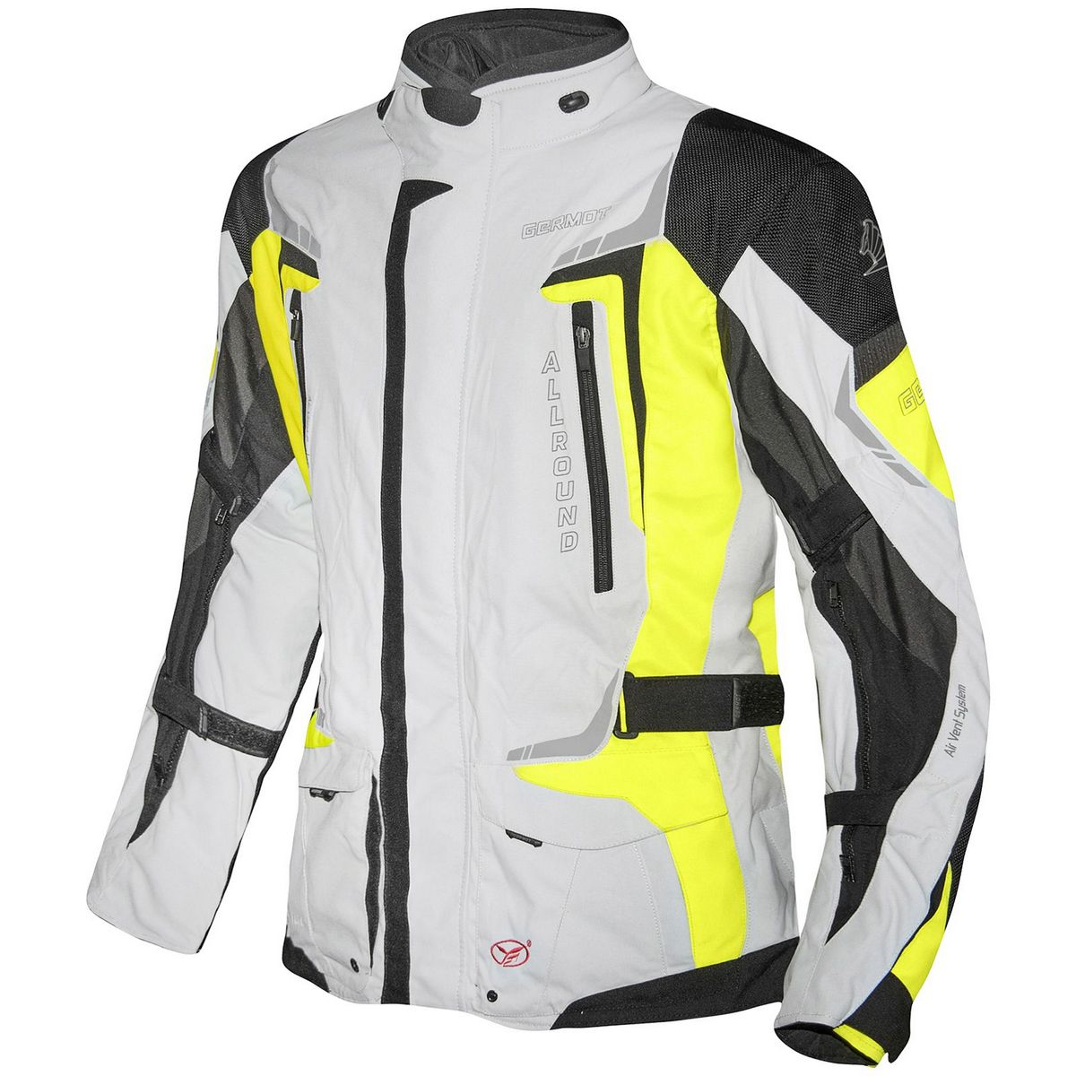 Germot Herren Motorrad Jacke Textiljacke Allround Hellgrau/Gelb - Herren / Unisex