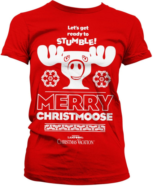 National Lampoon's Christmas Vacation Merry Christmoose Girly Tee Damen T-Shirt Red