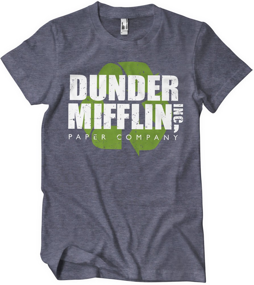 The Office Dunder Mifflin Recycle Logo T-Shirt Blau-Heather - Herren / Unisex