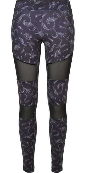 Urban Classics Damen Ladies Tech Mesh AOP Leggings Blackpaisley