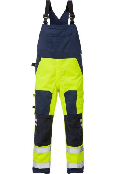 Fristads Warnschutz-Latzhose High Vis Latzhose Kl. 2 1015 PLU Warnschutz-Gelb/Marine