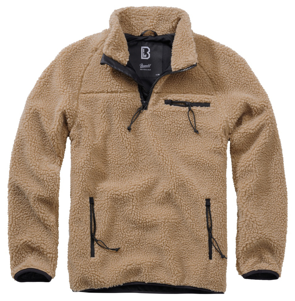 Brandit Jacke Teddyfleece Troyer in Camel - Herren / Unisex
