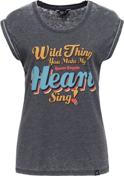 Queen Kerosin Damen Enzymwash T-Shirt "Wild Thing" QKI41012