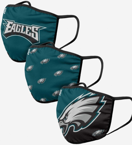 Philadelphia Eagles 3er-Pack Gesichtsmasken American Football NFL Grün
