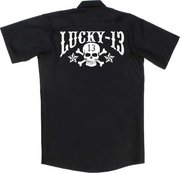 Lucky 13 Hemd Skulls Stars Workshirt Black