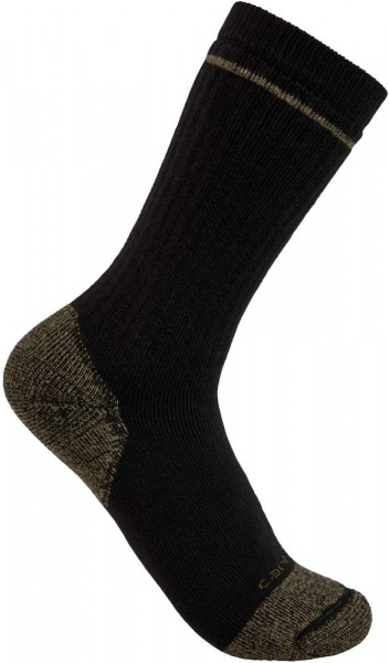 Carhartt Cotton Blend Steel Toe Boot Sock 2 Pack Black