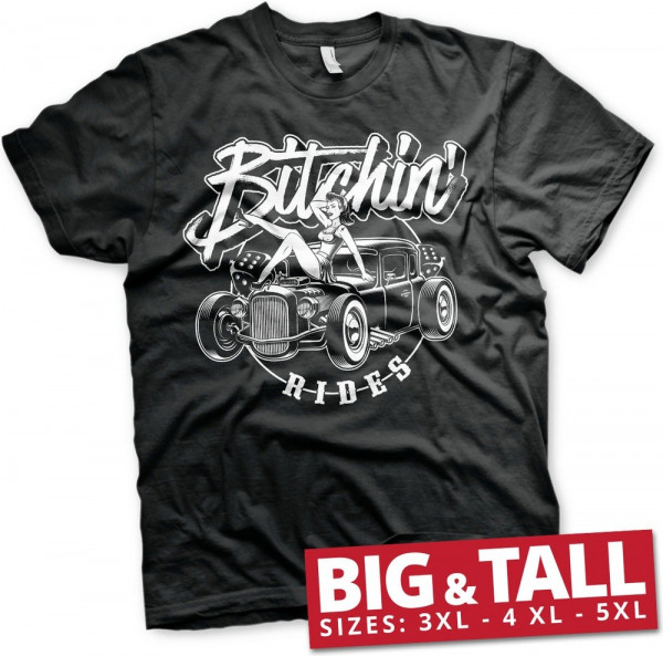 Bitchin' Rides Hot Rod Hot Girls Big & Tall T-Shirt Black