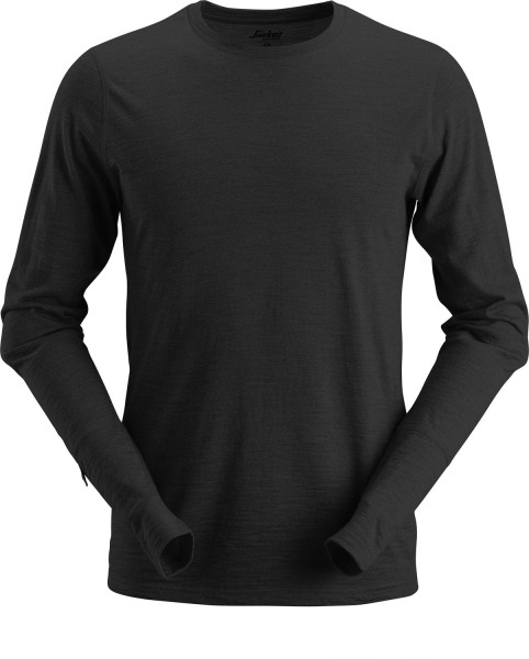 Snickers Workwear AllroundWork Wool langarm Woll-T-Shirt schwarz