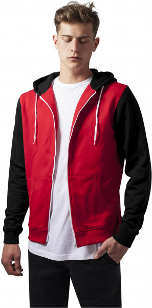 Urban Classics Hoodie Zip Relaxed 3-Tone Zip Hoody Red/Black/White