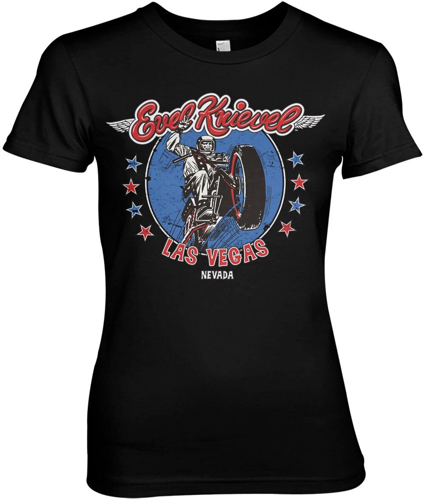 Evel Knievel In Las Vegas Girly Tee Damen T-Shirt Schwarz - Damen