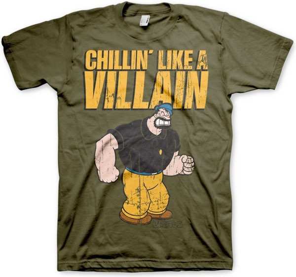 Popeye Chillin'Like A Villain T-Shirt Olive