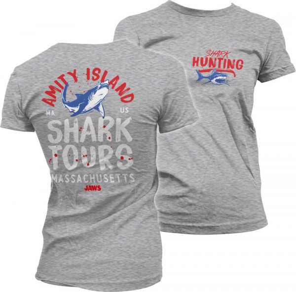Jaws Amity Island Shark Tours Girly Tee Damen T-Shirt Heather-Grey