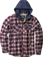 WCC West Coast Choppers Flannel Jacket Sherpa Lined - Navy/Red