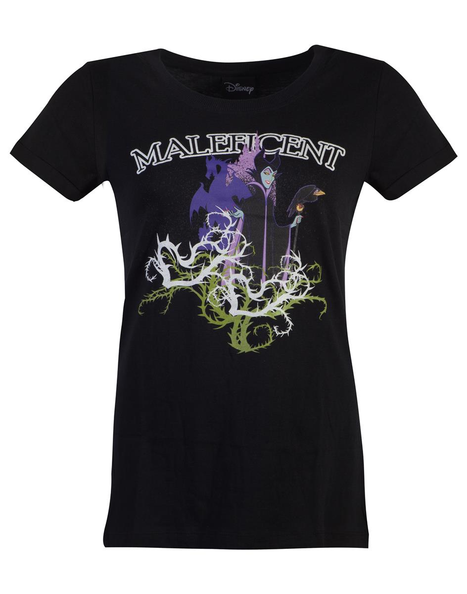 Disney - Maleficent - Gel Printed Women's T-Shirt Schwarz - Damen