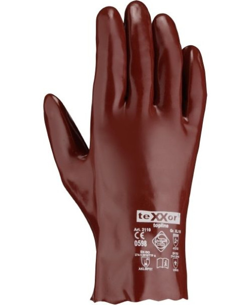 teXXor Topline Chemikalienschutz-Handschuhe Pvc Rotbraun (12 Stück) 2110