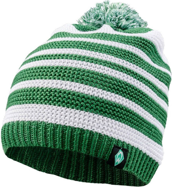 SV Werder Bremen Strickmütze Bommel Streifen Fußball Grün/Weiß