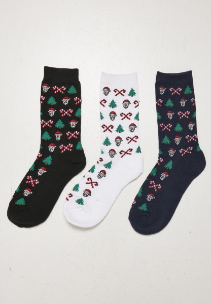 Urban Classics Socken Grumpy Santa Christmas Socks 3-Pack Black/Navy/White