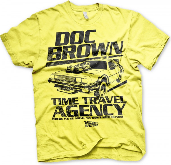 Back to the Future Doc Brown Time Travel Agency T-Shirt Yellow