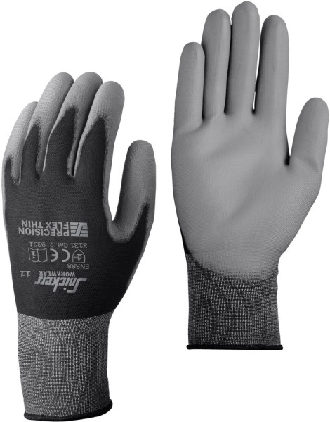 Snickers Arbeitshandschuhe Präzisions Flex Light Handschuhe (10 Paar) Schwarz/Steingrau